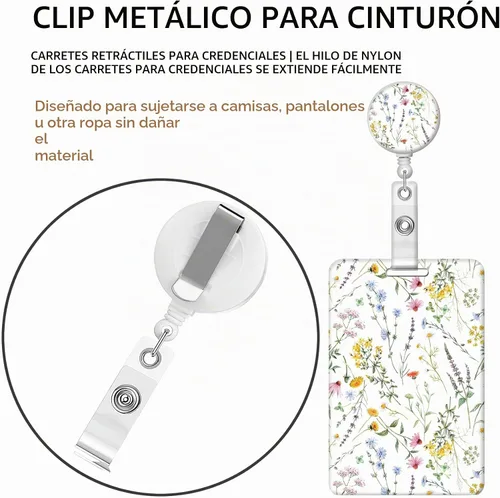 Vista 4 de BLOCIT Soporte para tarjetas de identificación con cordón, portatarjetas de identificación a la moda con cordones retráctiles, clip de metal