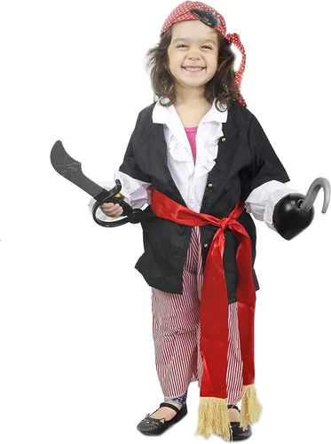 Vista 2 de Blue Panda Disfraz de pirata para niños 13 piezas