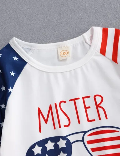 Vista 4 de Vestido de tirantes para bebé niña del 4 de julio, vestido de rayas con estrellas y bandera estadounidense, traje patriótico para el Día