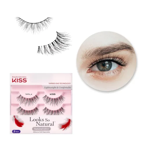 Vista 20 de KISS Looks So Natural - Pestañas postizas, ligeras y cómodas, tecnología de extremo ahusado, reutilizables, libres de crueldad, compatibles
