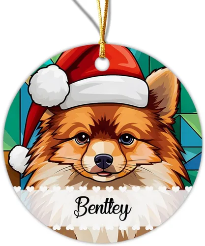 Vista 20 de Adorno de Navidad de Alaskan Malamute 2025, con nombre personalizado de Alaskan Malamute estilo vitral, regalo para hijo e hija, adorno
