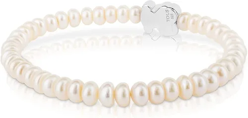 Vista 3 de TOUS Elastic Bracelet for Women with Cultured Freshwater Pearls.