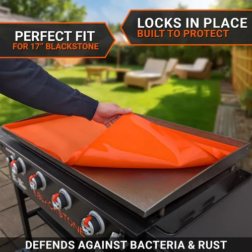 Vista 2 de Alfombrilla de plancha de silicona premium de 17 pulgadas para parrilla Blackstone de 17 pulgadas, cubierta de plancha de silicona resistente