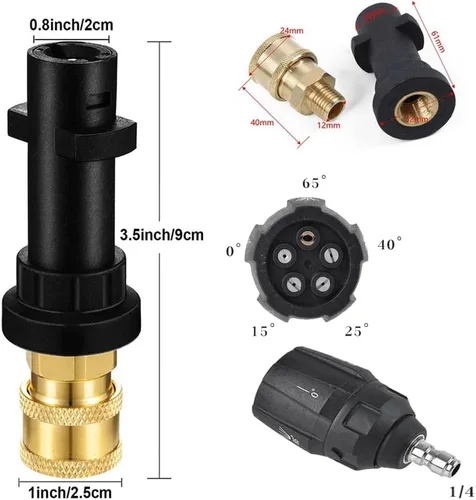 Vista 2 de Lavadora a presión 5 en 1 Rotación Turbo Punta de boquilla ajustable 4000 psi y 1/4 pulgadas de conexión rápida Adaptador de pistola de lavado a