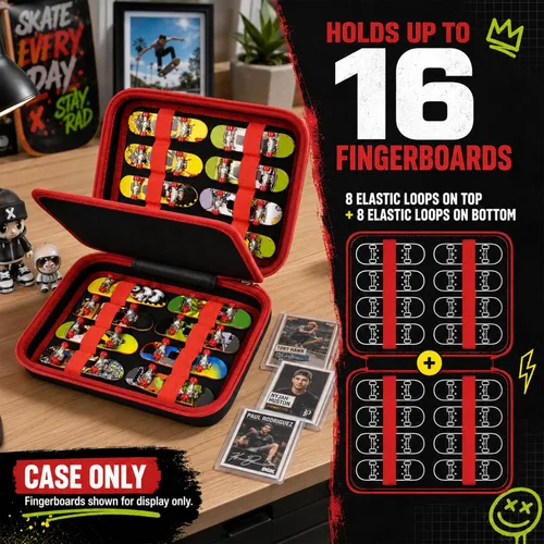 Vista 2 de ALKOO Funda para diapasón Tech Deck Ultra DLX, 16 ranuras, solo funda Negro