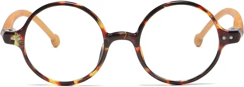 Vista 2 de JOVAKIT Lentes de bloqueo de luz azul redondos retro para mujeres y hombres, estilo literario vintage, sin receta