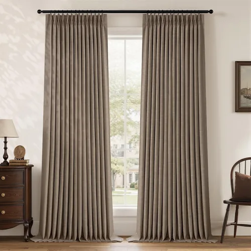 Vista 14 de Topfinel - Cortinas opacas plisadas de 96 pulgadas para dormitorio, 2 paneles Natural