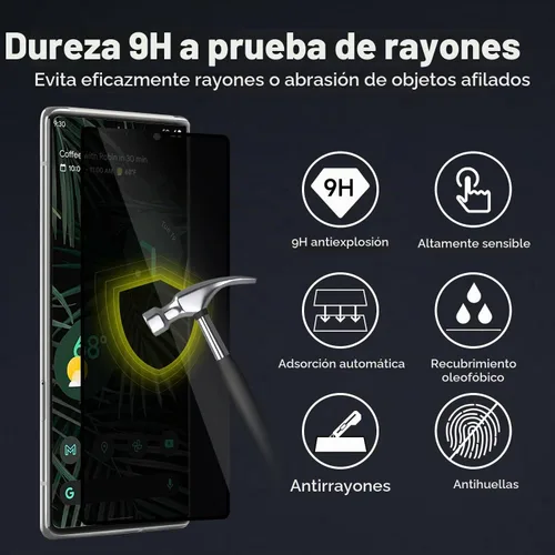 Vista 3 de YWXTW Paquete de 2 protectores de pantalla de privacidad para Google Pixel 6 Pro, protector de pantalla de vidrio templado de dureza 9H para Google