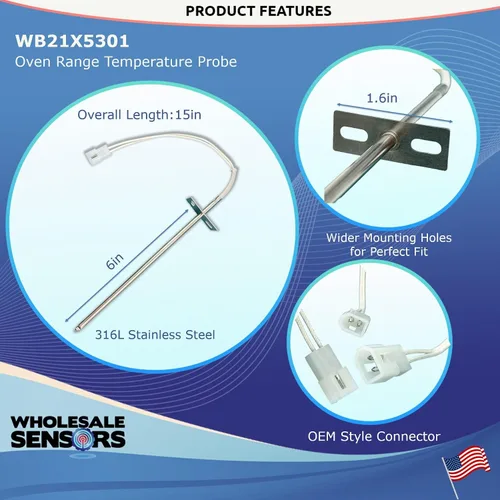 Vista 3 de Wholesale Sensors Reemplazo para GE WB21X5301 Sensor de temperatura del horno 12 meses de garantía