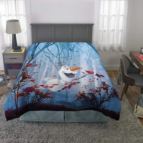Vista 6 de Franco - Ropa de cama infantil, edredón reversible extrasuave, tamaño individual / matrimonial, 72 x 86 pulgadas, diseño de Olaf de Frozen 2