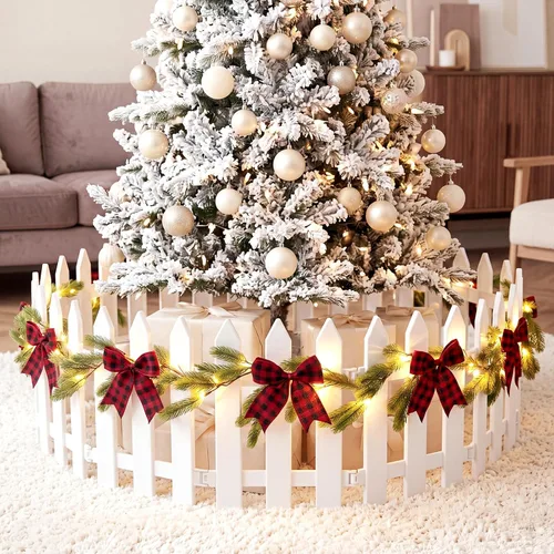 Vista 12 de Thyle 20 piezas de valla de árbol de Navidad de 16 pulgadas con luces Rojo