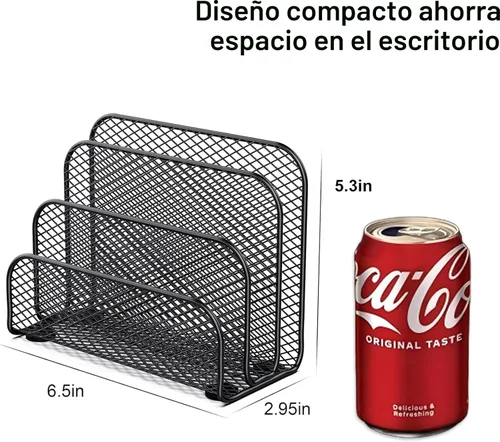 Vista 6 de gianotter Organizador de correo de encimera, soporte de archivos de metal con 3 ranuras, organizador de facturas para recibos de oficina y Negro