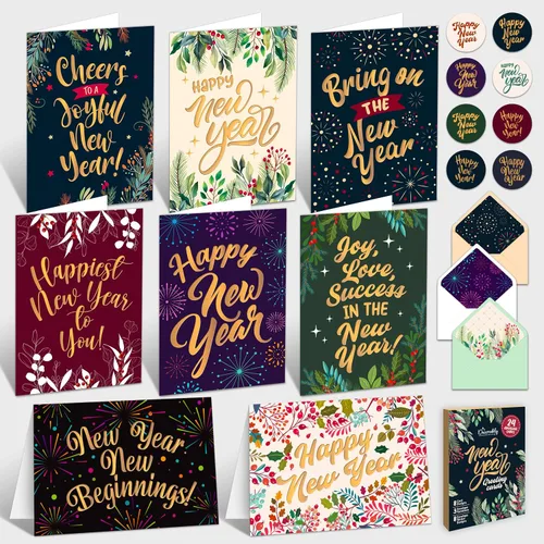 Vista 11 de Decorably - Paquete de 24 tarjetas de Navidad de 4 x 6 pulgadas con sobres