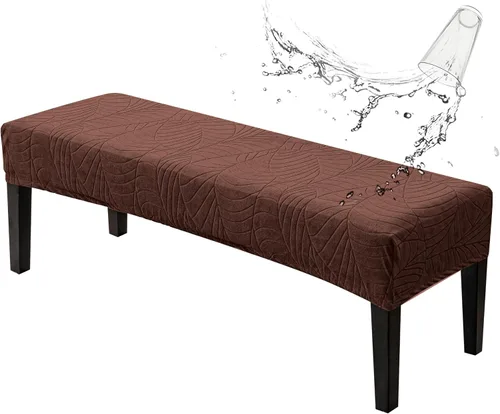 Vista 11 de Genina Fundas impermeables para banco de comedor, protector de asiento de banco de jacquard elástico, funda de banco rectangular para dormitorios