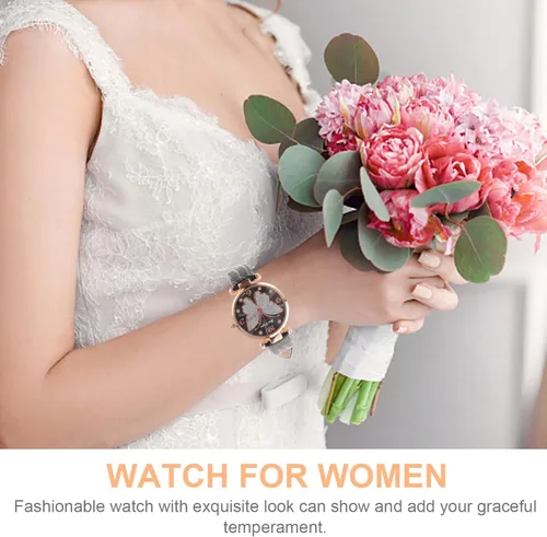 Vista 6 de Reloj de pulsera para mujer reloj analógico Q-uartz con esfera de mariposas para mujer