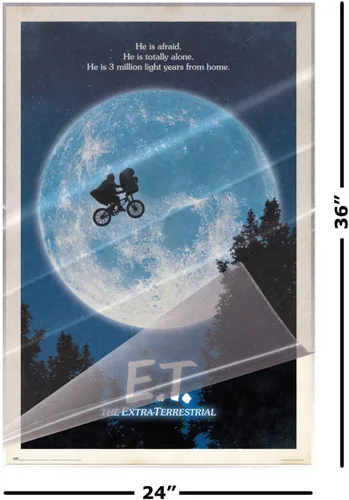 Vista 2 de E.T. The Extraterrestre - Póster de película (estilo regular, bicicleta y luna) (tamaño: 24 x 36 pulgadas) (póster laminado)