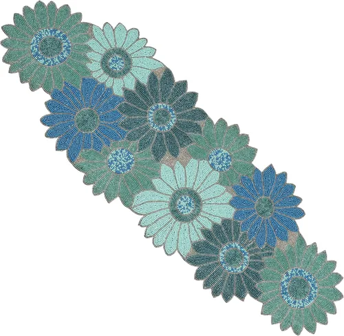 Vista 37 de CLEENTABLE Camino de mesa decorativo con cuentas de 36 pulgadas, diseño floral hecho a mano con respaldo de poliéster duradero para comedor, mesa