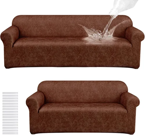 Vista 20 de Peryiter Juego de 2 fundas para sofá de dos plazas Fundas para muebles para sala de estar para sofá, sillón, ajuste elástico, a prueba de arrugas