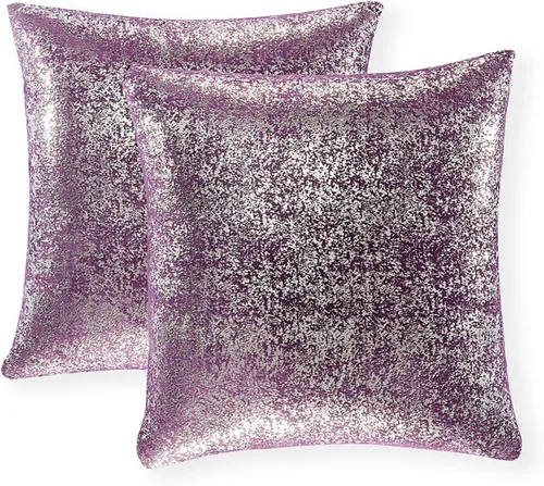 Vista 31 de Xinrjojo Juego de 2 almohadas brillantes en negro y dorado, almohadas suaves y brillantes decorativas, juego de fundas de almohada cuadradas negras