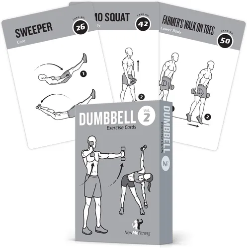 Vista 13 de NewMe Fitness Tarjetas de entrenamiento de peso corporal, baraja de instrucciones de fitness para mujeres y hombres, guía de fitness