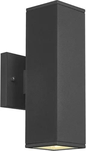 Vista 11 de Ken & Ricky Apliques de pared para exteriores, moderna lámpara exterior arriba y abajo, lámpara exterior cuadrada con acabado blanco lijado, 1