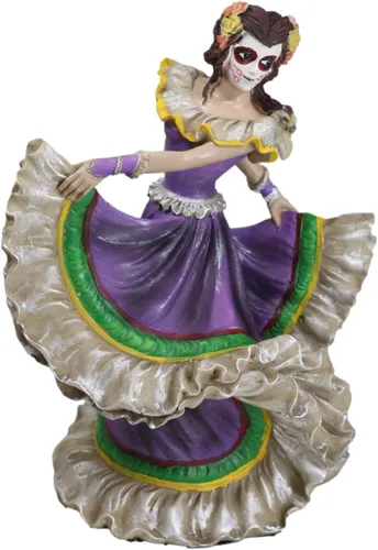 Vista 6 de Ebros Gift Dia De Los Muertos Día de los Muertos Vestido Púrpura Tradicional Estatua De Bailarín Calavera De Azúcar Vivas Calacas Celebración Osario