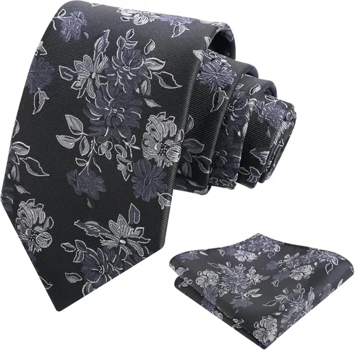 Vista 12 de Alizeal Mens 3.15inches Leaf Flower Pattern Tie with Floral Pocket Square Set