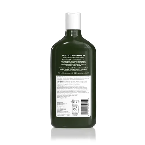 Vista 2 de Champú revitalizante de lavanda Avalon Organics, para cabello suave, brillante y agradable al tacto para cabello normal a seco, 11 onzas fluidas