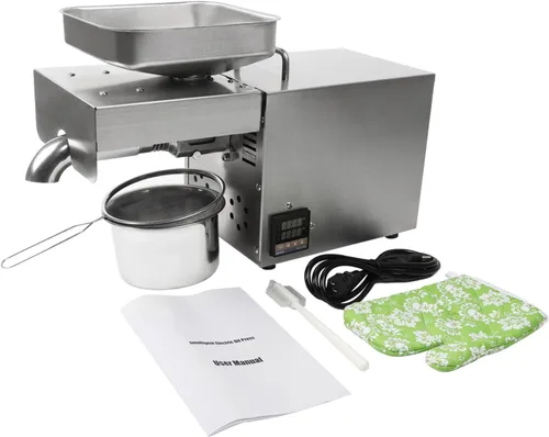 Vista 7 de Máquina de prensa de aceite comercial de 1500 W, expel, acero inoxidable de grado alimenticio, máquina de prensado de aceite de semillas de nueces