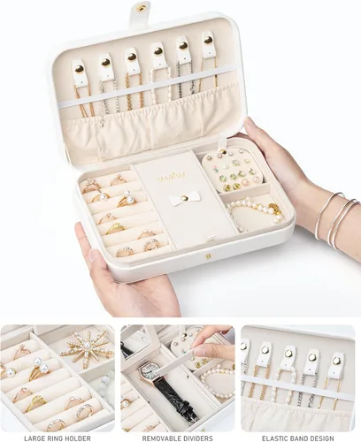 Vista 2 de Organizador de viaje de joyería, joyero de viaje, organizador de joyas de viaje, cajas de joyería de viaje para mujeres, joyero portátil de viaje