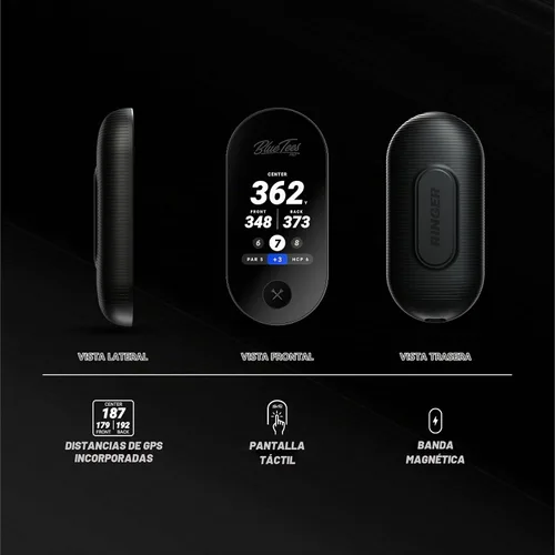 Vista 2 de Blue Tees Golf Ringer - GPS de golf magnético portátil, pantalla táctil, telémetro de distancia de golf resistente al agua, más de 40,000 campos