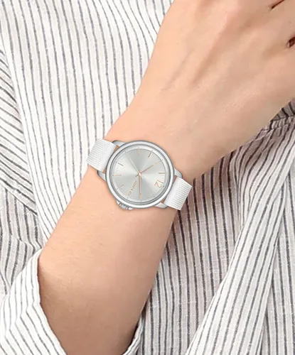 Vista 5 de Lacoste Reloj de cuarzo de acero inoxidable para mujer con correa de silicona blanco 17 Modelo 2001197 Blanco Reloj de cuarzo