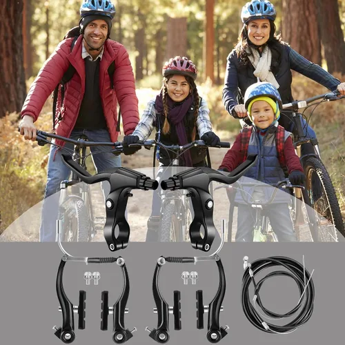 Vista 6 de Juego de Frenos para Bicicleta, Kit Completo de Frenos para la Mayoría de Bicicletas de Montaña, MTB Híbrido, Frenos Delanteros y Traseros, Kit