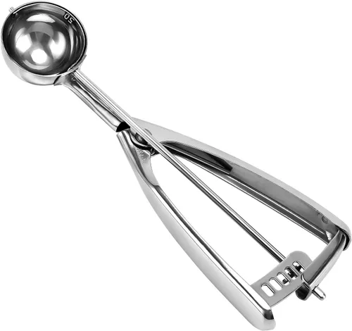 Vista 10 de Saebye Cuchara de 4 onzas, cuchara para galletas #8, cuchara grande para helado con gatillo, cuchara para porciones, cuchara para magdalenas