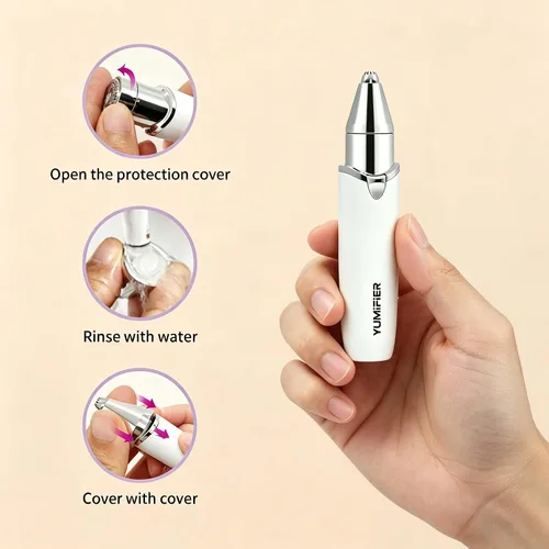 Vista 6 de 2-in-1 Women’s Facial Hair Trimmer, Lipstick Size Portable Electric Razor, for Eyebrows, Nose Hair, Upper Lip, Chin, Peach Fuzz