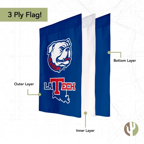 Vista 3 de Desert Cactus Louisiana Tech University LTU Bandera de jardín – 19 x 12 pulgadas Louisiana Tech Bulldogs Banner, para exhibición al aire libre