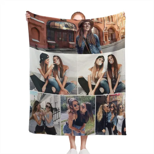 Vista 15 de Mantas personalizadas con fotos, manta personalizada de collage de fotos, manta personalizada para parejas, con mis propias fotos, regalos de Foto 1