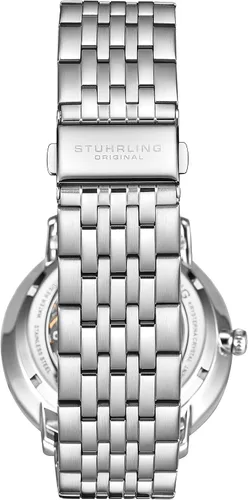 Vista 2 de Stuhrling - Reloj de vestir automático para hombre con pulsera de acero inoxidable mecanismo mecánico de cuerda automática