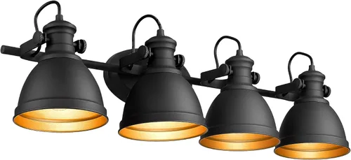 Vista 10 de Lámpara de tocador de baño industrial negra de 2 luces sobre