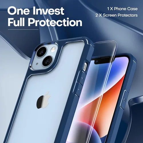 Vista 3 de TAURI Funda 5 en 1 diseñada para iPhone 14 Plus, color azul