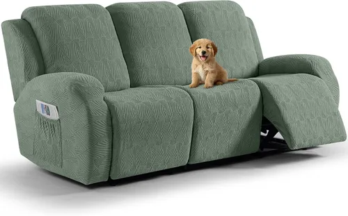 Vista 26 de VANSOFY Fundas para sillas reclinables, 4 piezas, elásticas, de tela jacquard, suave funda para silla reclinable, protector de muebles con parte