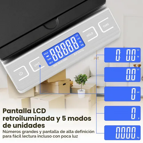 Vista 4 de TIPRE Báscula Digital de Envío Postal, Báscula de Correo con Soporte Abatible para Sobres, Báscula de Franqueo de 66lb/0.1oz para Paquetes, Pequeñas