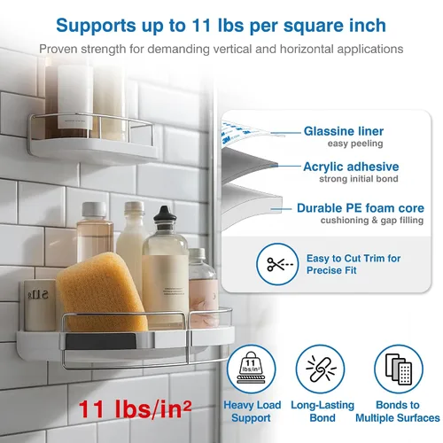 Vista 3 de Cinta extraíble de doble cara – Cinta de montaje de espuma PE de servicio pesado de 1 pulgada x 16.5 pies con promotores de adhesión – Seguro