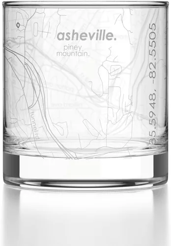 Vista 79 de Well Told Vaso de rocas grabado con mapa de Akron, Ohio, cristalería estilo antiguo (325ml, transparente) Vaso de bourbon grabado, regalos