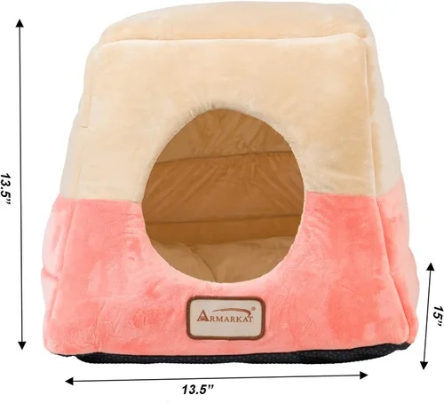 Vista 5 de Camas para gatos y perros pequeños Armarkat, en forma de cueva, a prueba de agua y base antideslizante