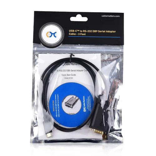 Vista 8 de Cable Matters Cable adaptador USB C a serie – 3 pies, USBC a DB9, cable USB C a RS232, compatible con Thunderbolt 5/4, compatible con Windows