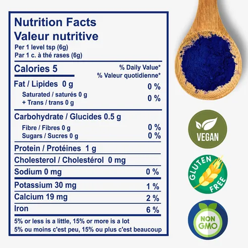 Vista 5 de Espirulina azul, polvo de espirulina azul rica en antioxidantes, sin OMG y sin gluten, 1.76 oz