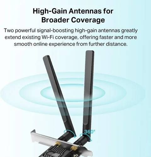 Vista 3 de TP-Link Tarjeta WiFi 6 PCIe para PC de Escritorio AX1800 (Archer TX20E), Bluetooth 5.2, WPA3, adaptador inalámbrico de doble banda 802.11ax