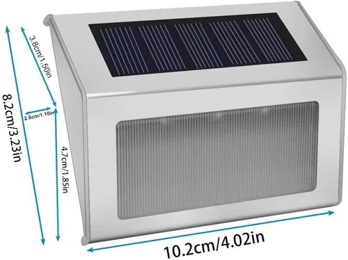 Vista 6 de Paquete de 6 luces solares para escalera, jardín, caminos. Luces LED de acero inoxidable para exterior. Solar Powered LED Stair Light, Waterproof