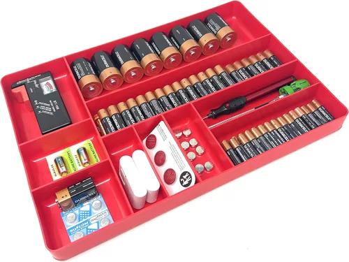 Vista 4 de MLTOOLS Bandeja organizadora de cajones de herramientas – Bandeja de herramientas para el hogar y el garaje de 10 compartimentos – Soporte apilable